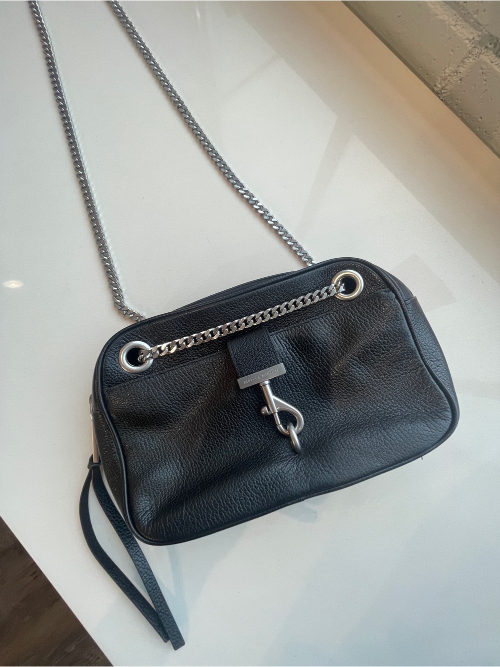 Black Lou Leather Chain Shoulder Bag